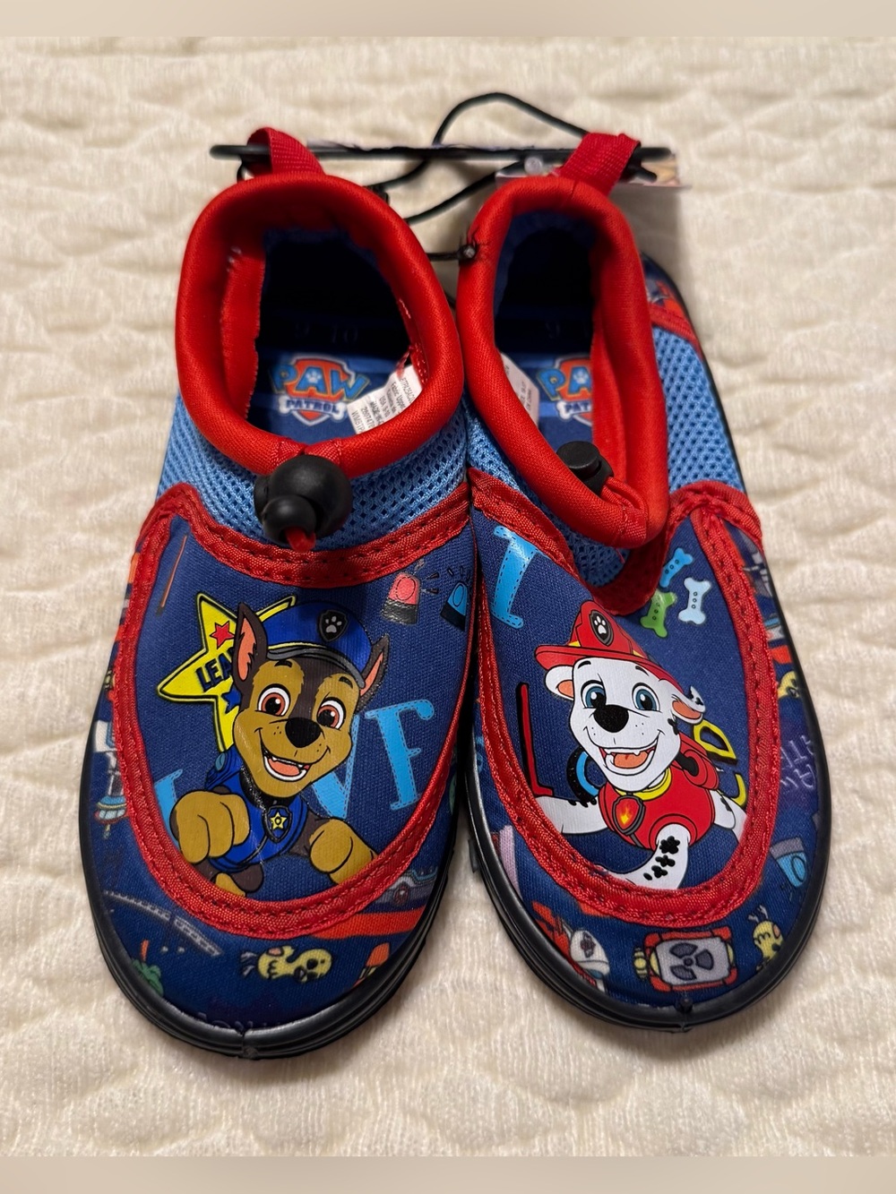 NEW Paw Patrol Water Shoes Toddler Kids Size 9/10 Chase Marshall Red Blue